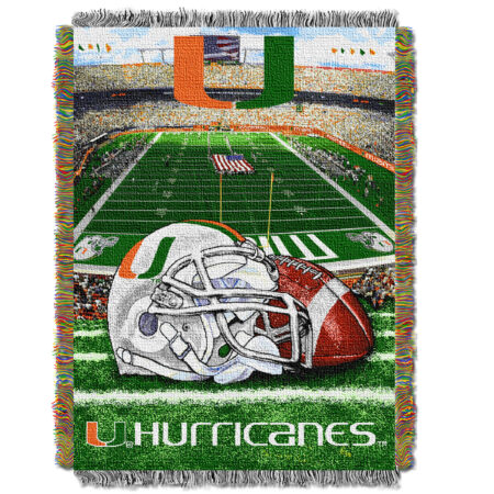 Miami Official Collegiate "Home Field Advantage" Woven Tapestry Throw
