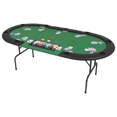 9-player Folding Poker Table 3-Fold Oval Green - Green