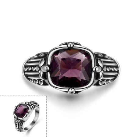 Stainless Steel Purple Crystal Men's Ring