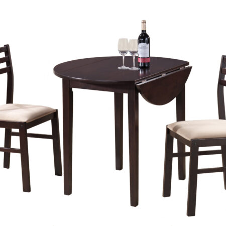 68" x 66.5" x 95" Cappuccino Beige Foam Solid Wood Polyester Blend 3pcs Dining Set