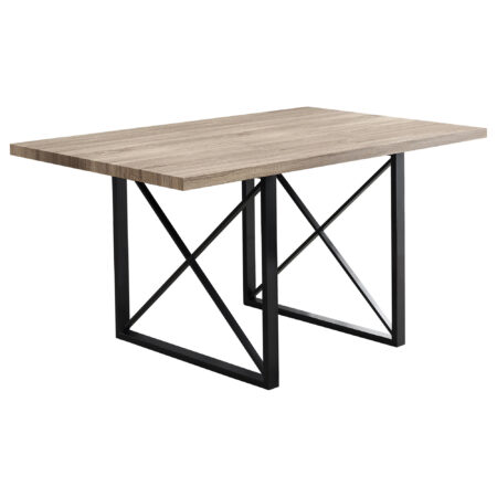 36" x 60" x 30" Dark Taupe Black Hollow Core Particle Board Metal Dining Table