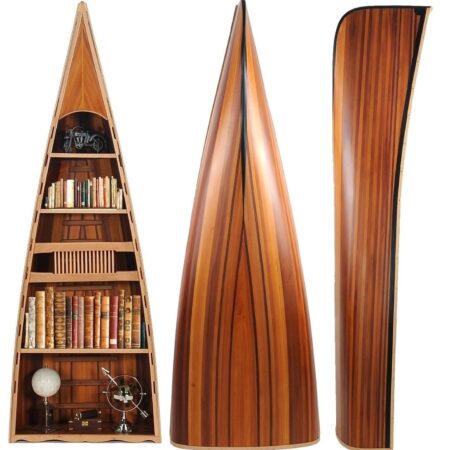 31" x 90" x 20.5" Wooden Canoe Book Shelf