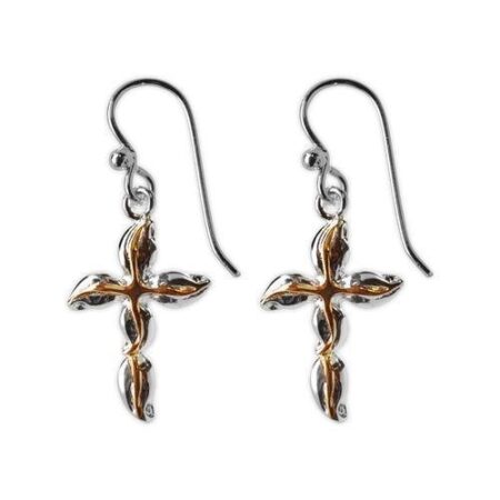 Silver/Gold Swirl Cross Earrings
