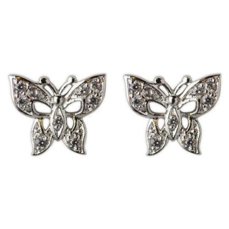 Clear Cubic Zirconia Butterfly Earrings