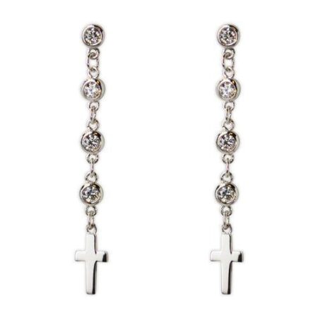 Tiny Blessings Earring Collection: Small Cross on Cubic Zirconia