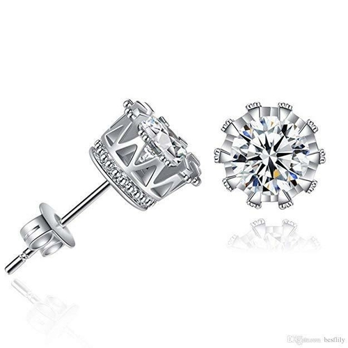 Pave Halo Round Princess Stud Earring Embellished with Crystals