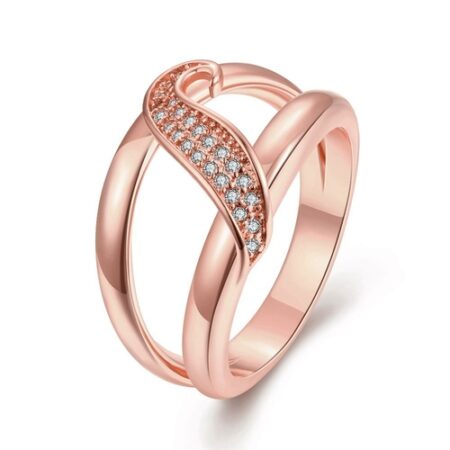 18K Rose Gold Plated Danielle Intertwined Ring made with Crystals