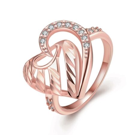 18K Rose Gold Plated Maura Abstract Heart Ring made with Crystals