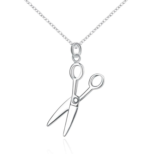 Women's Hair Stylist Necklace in 18K White Gold Plated