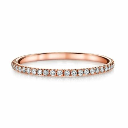 18K Rose Gold Plated Classic Ring Pave Thin Band made with Crystals