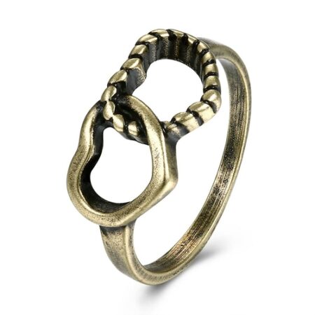 Antique Bronze Duo Intertwined Rope Heart Ring