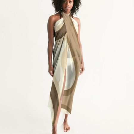 Sheer Sarong Swimsuit Cover Up Wrap / Brown and Beige Swirl