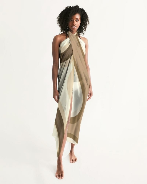 Sheer Sarong Swimsuit Cover Up Wrap / Brown and Beige Swirl