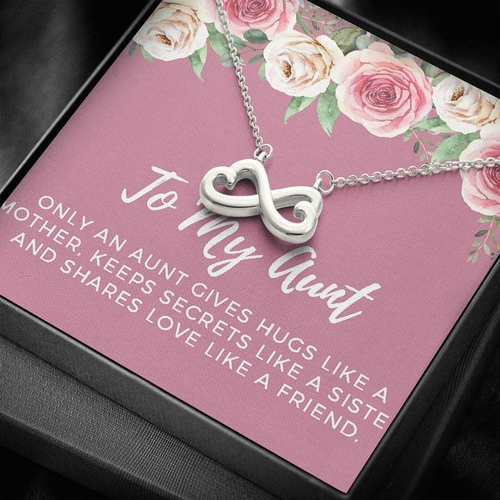 "To My Aunt" 18K White Gold Plated Infinity Heart Necklace