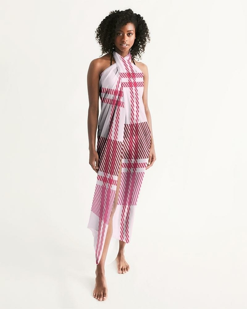 Sheer Plaid Pink Swimsuit Cover Up