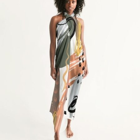 Sheer Circular Multicolor Green Swimsuit Cover Up