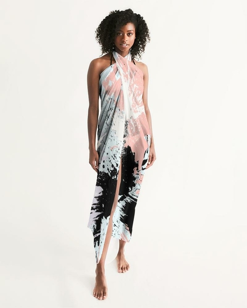 Sheer Swimsuit Cover Up Abstract Print Pastels
