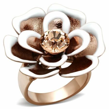 Rose Gold - Ion Plating, Brass Ring with Top Grade Crystal