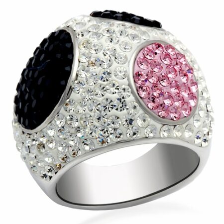 Rhodium and Ruthenium Brass Ring with Top Grade Crystal