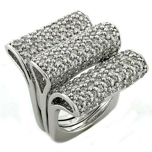 Rhodium 925 Sterling Silver Ring with AAA Grade