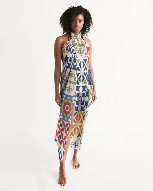Sheer Swimsuit Cover-Up Abstract Print Multicolor
