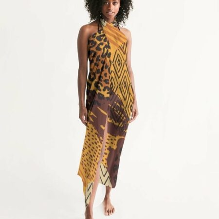Uniquely You Sheer Swimsuit Cover Up Abstract Print Orange