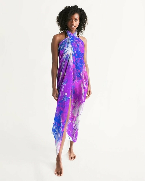 Sheer Sarong Swimsuit Cover Up Wrap / Purple Tie Dye
