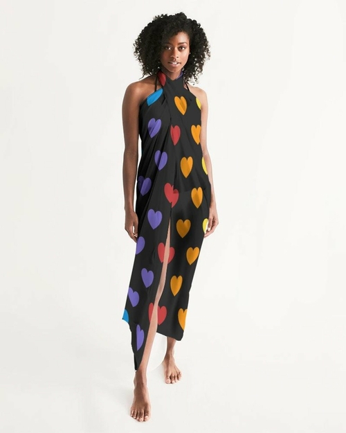 Sheer Rainbow Heart Swimsuit Cover Up