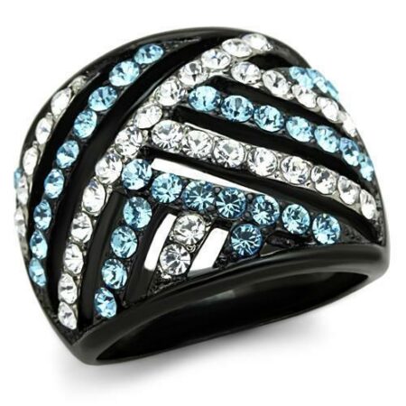 Two-Tone IP Black Stainless-Steel Ring with Top Grade Crystal
