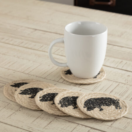 Sawyer Mill Charcoal Pig Jute Coasters (Set of 6)