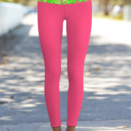 Guava Lucy Pink Tropical Printed Waistband Leggings
