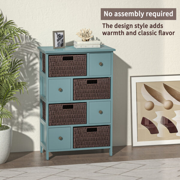 Storage / Accent Cabinet, With 4 Drawers And 4 Baskets - Blue