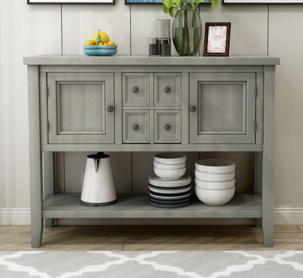 Buffet Sideboard Console Table with Bottom Shelf - Antique Gray