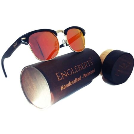 SunSunset Polarized Sunglasses, Black Bamboo with Wood Caset Polarized Sunglasses, Black Bamboo with Wood Case