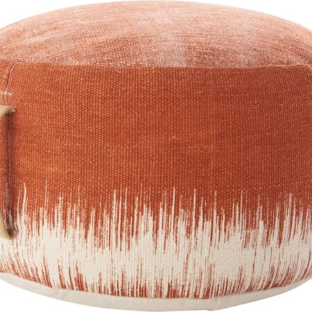 Terra Cotta and Abstract Round Pouf Ottoman, 20 - inches