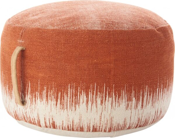 Terra Cotta and Abstract Round Pouf Ottoman, 20 - inches