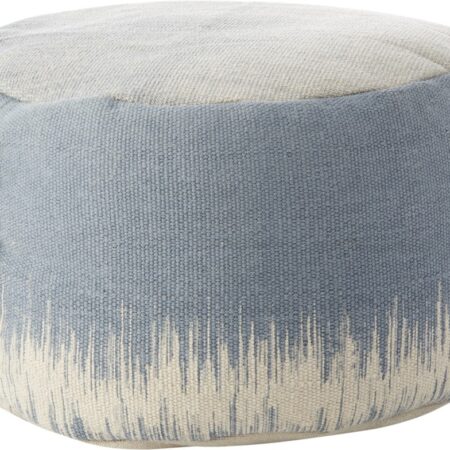 Blue Abstract Round Pouf Ottoman, 20 - inches