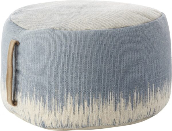Blue Abstract Round Pouf Ottoman, 20 - inches