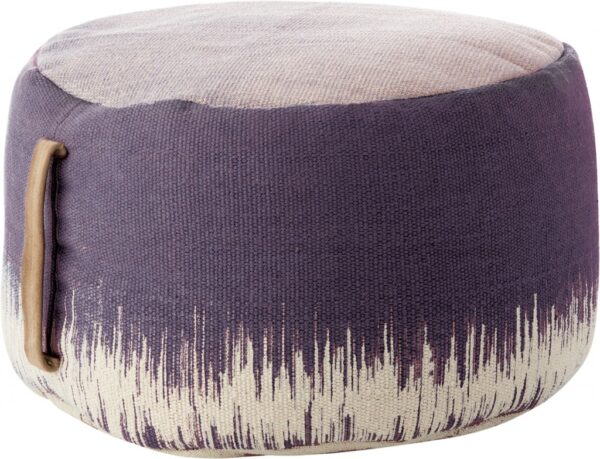 Mauve Abstract Round Pouf Ottoman, 20 - inches
