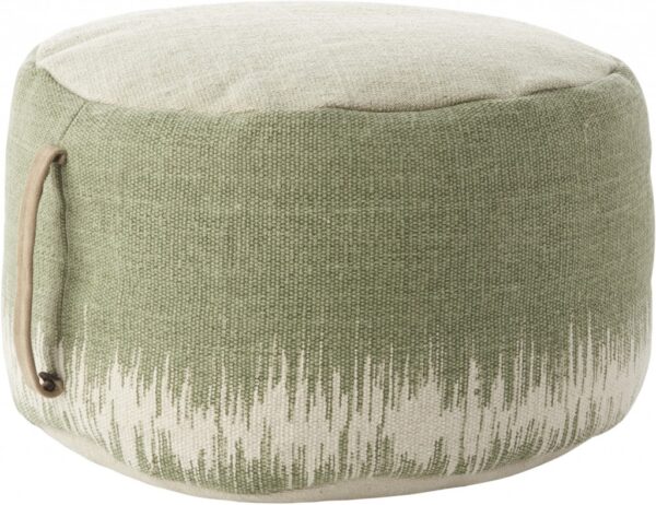 Sage Green Abstract Round Pouf Ottoman, 20 - inches