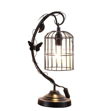 Modern Black Butterfly Cage Table Lamp - 18 inches
