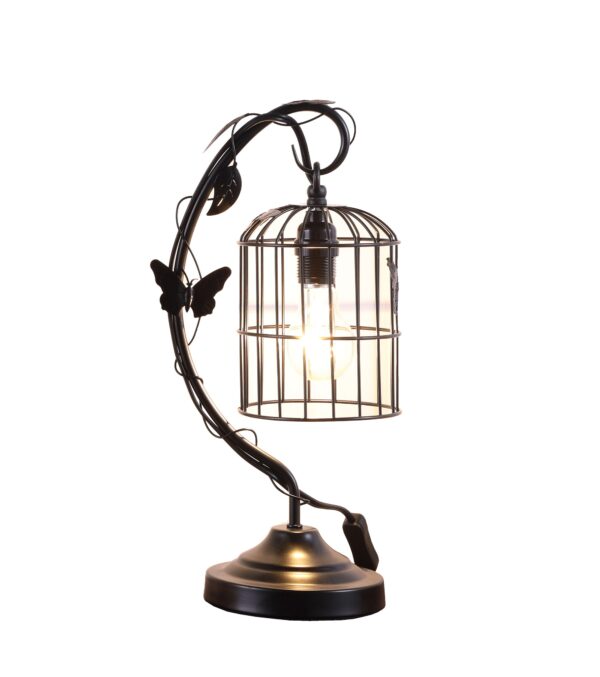 Modern Black Butterfly Cage Table Lamp - 18 inches
