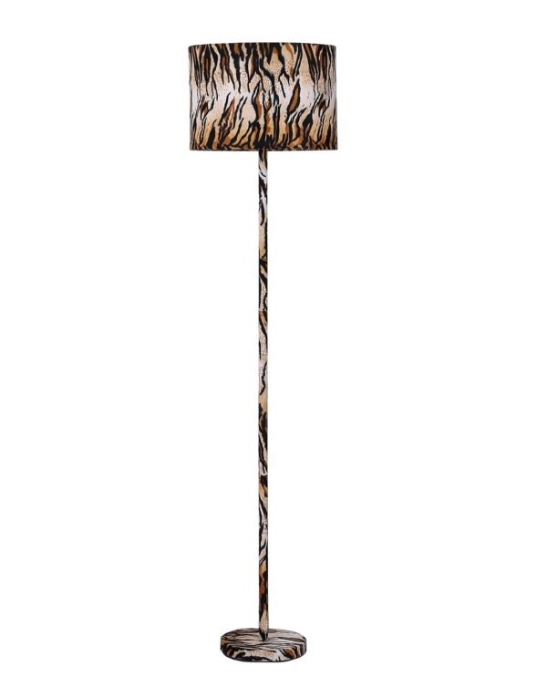 Mod Beige Black and Brown Faux Tiger Floor Lamp - 59 inches