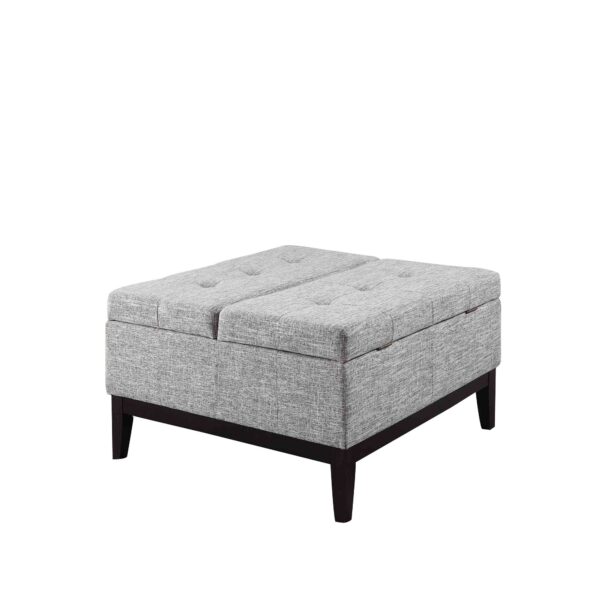 Heathered Gray and Black Ottoman with Hidden Storage, 36 - inches
