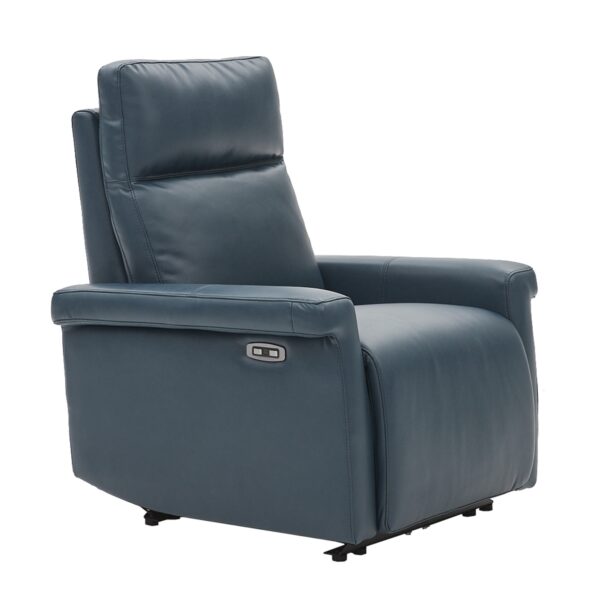 Blue Faux Leather Recliner Chair with USB Port