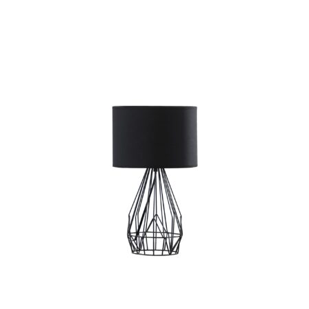 Asymmetric Black Cage Metal Table Lamp - 18 inches