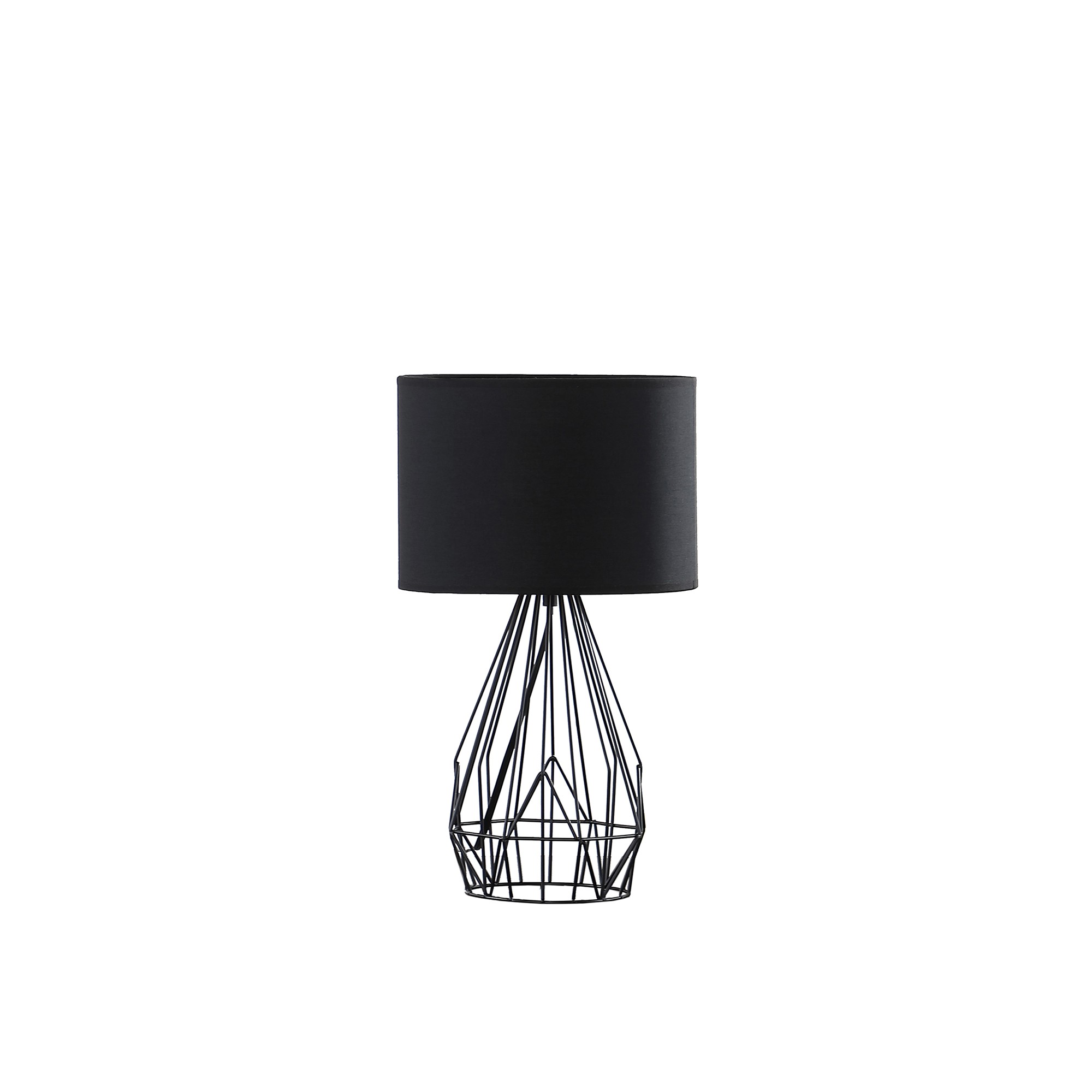 18" Asymmetric Black Cage Metal Table Lamp