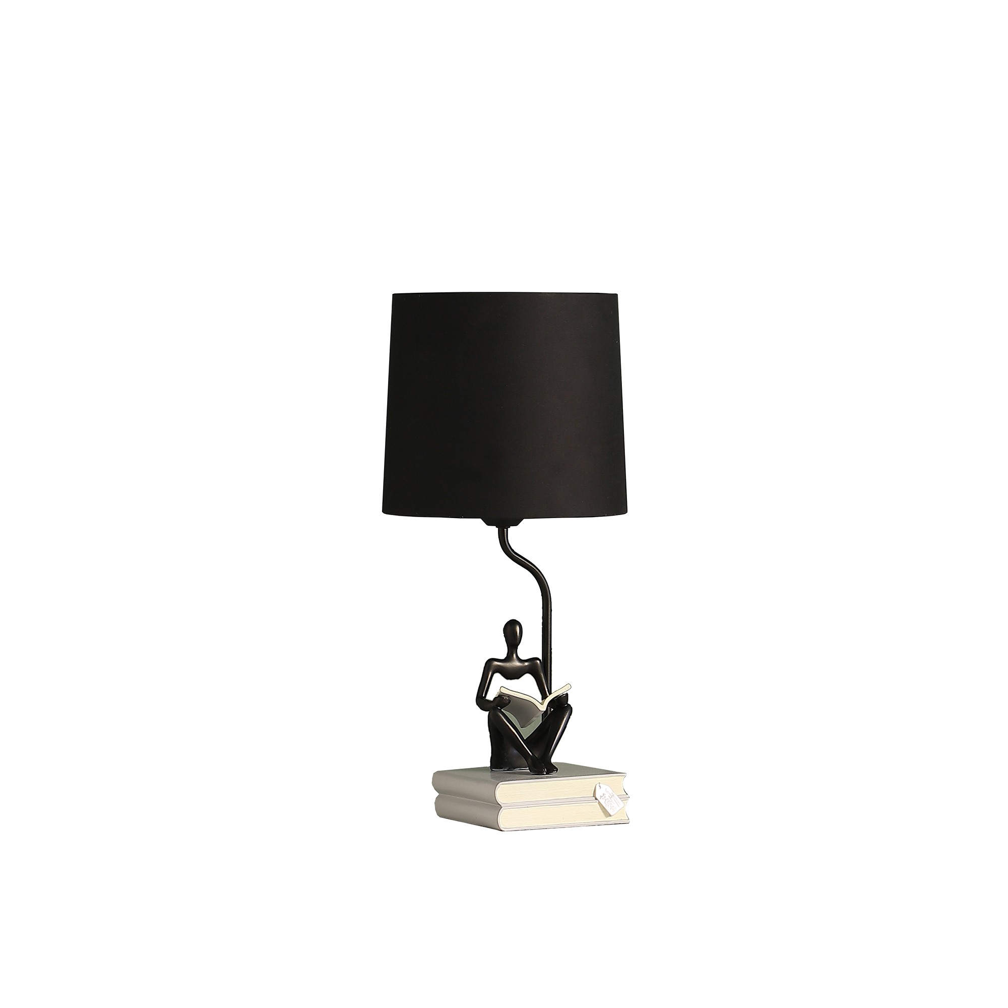 21" Modern Black Reader Sculpture Table Lamp