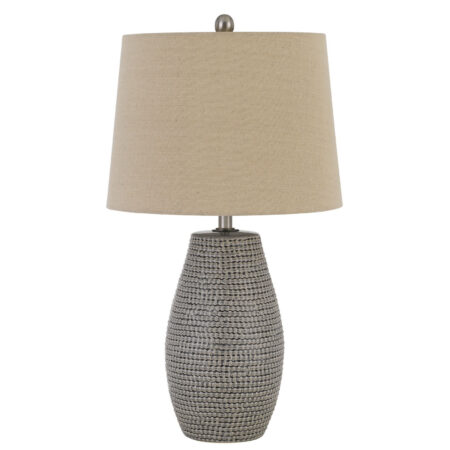 Set of Two, Taupe Weave Glazed Ceramic Table Lamps, 25 - inches