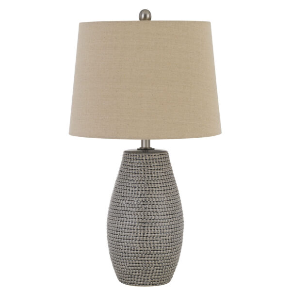 Set of Two, Taupe Weave Glazed Ceramic Table Lamps, 25 - inches
